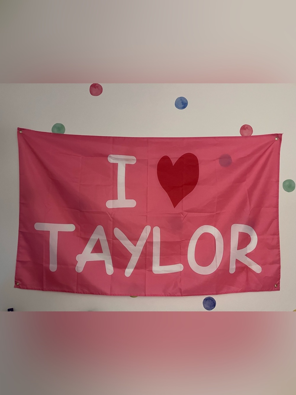 Pink "I ♥ Taylor” Banner Flag